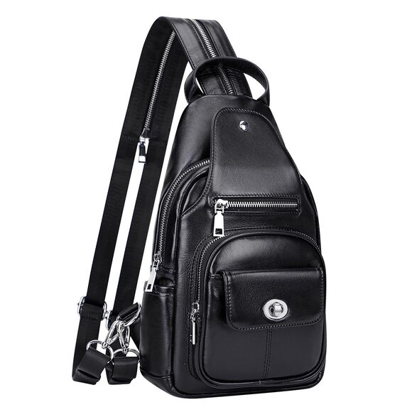 5858 Leather Sling Bag Small Causal Crossbody Purse Chest BackpackO212E main image 2